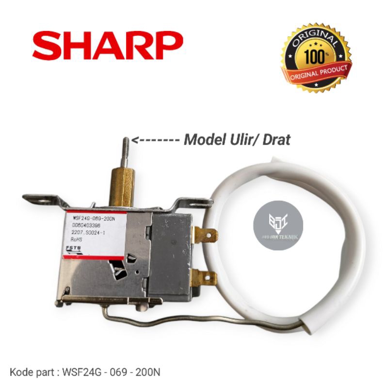 Thermostat | Sensor suhu/ Otomatis Kulkas 1 Pintu SHARP Original WSF24G | Tombol tengah Model Ulir