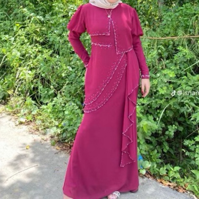 RUANGBUSANA - Gamis Dress Melayu Sipun Edition Malaysia Kurung Payet rapi elegan kekinian untuk kond