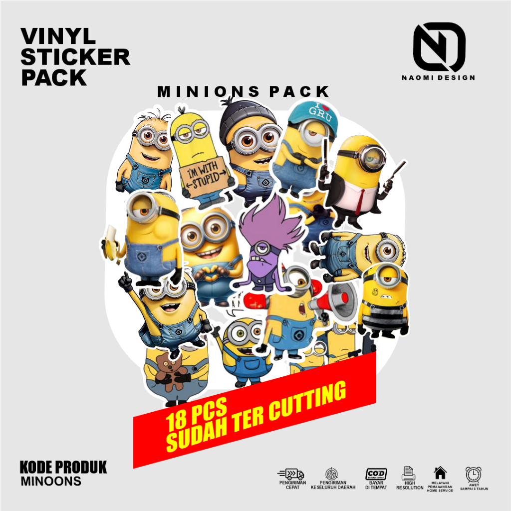 

BISA COD 18 PCS sticker stiker minion cocok untuk handphone laptop bahkan cocok untuk di helm