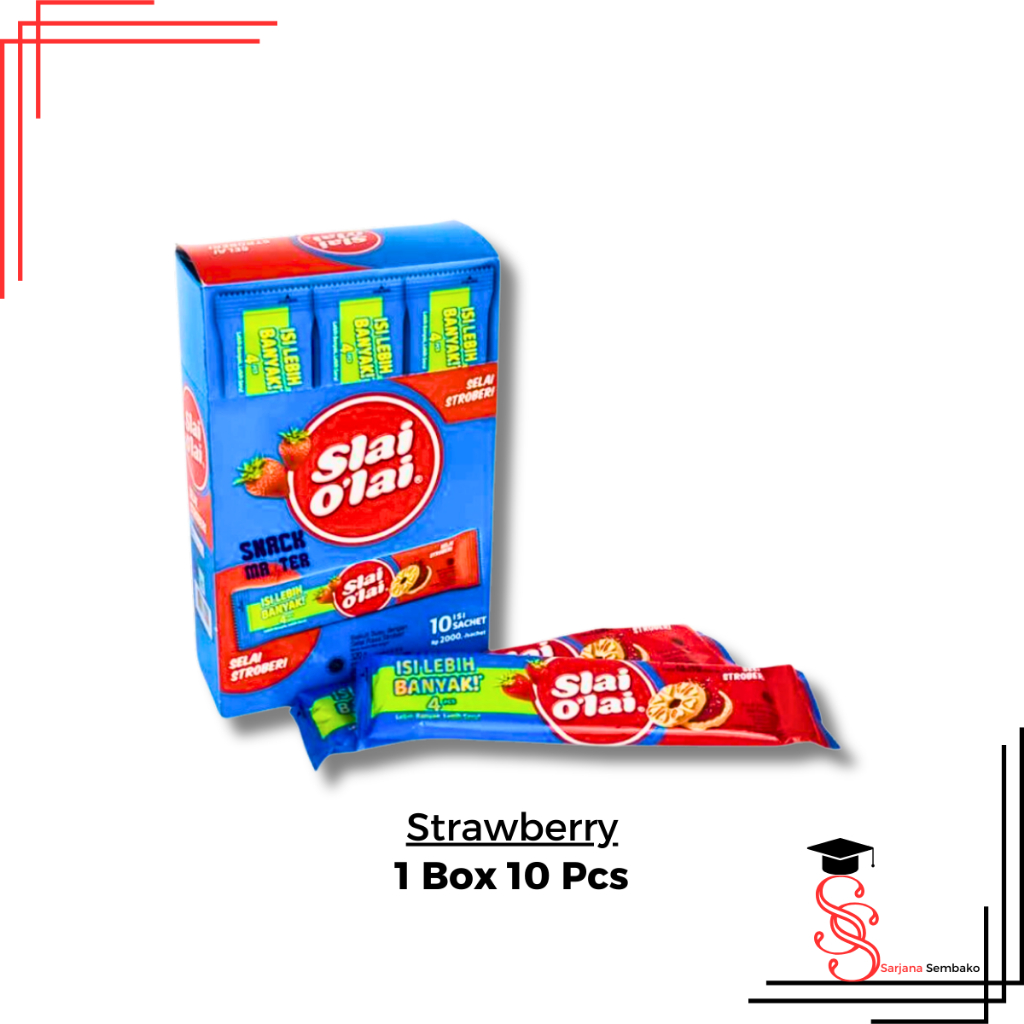 

Slai O'lai Strawberry Biskuit Selai - 1 Box 10 Pcs
