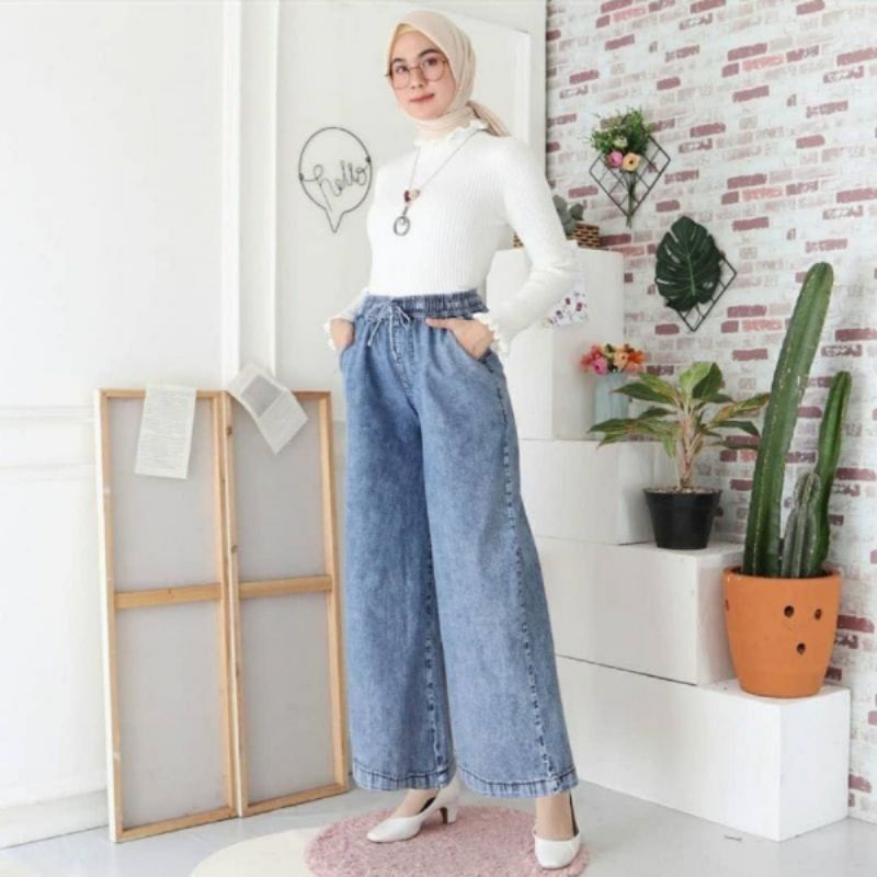 KULOT JEANS PINGGANG KARET JUMBO
