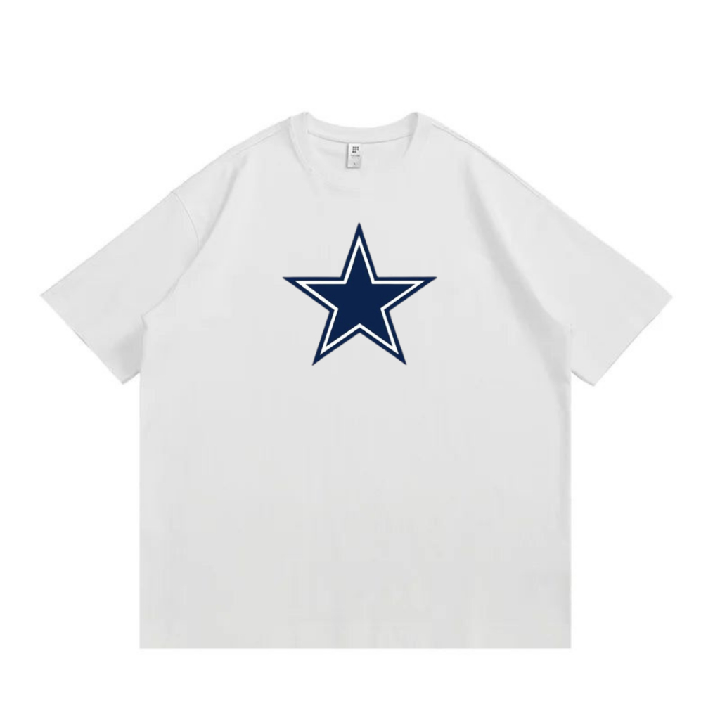 Baju Kaos Putih Motif Bintang Biru Garis Putih M-XXL / Kaos Distro Pria Wanita / Kaos Bahan Cotton C