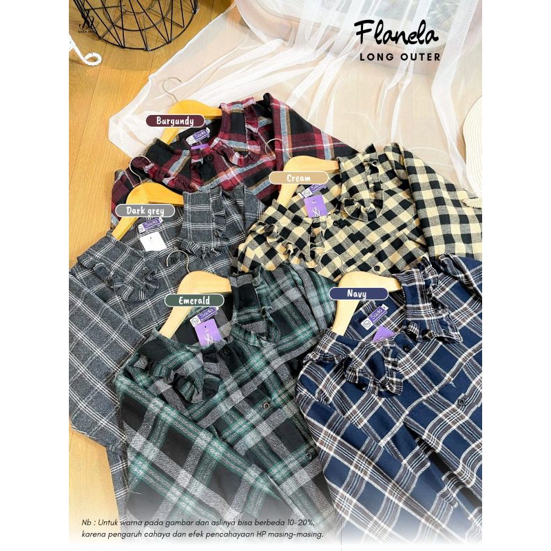 FLANELA DRESS LONG OUTER SIZE S-XL ORI SADA