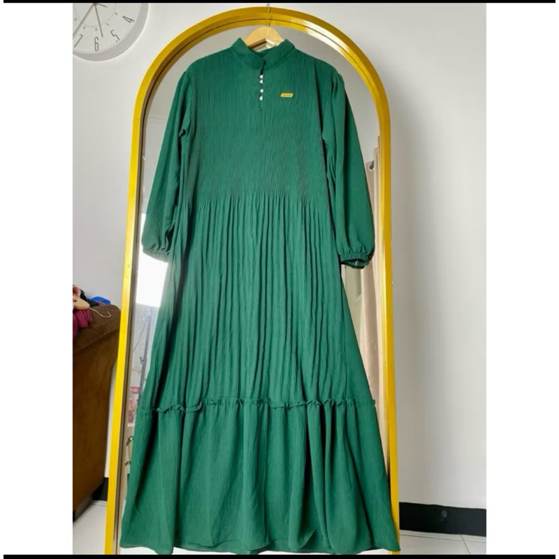 Dress Gamis Plisket Crinkle airflow Polos Grade A Baju OOTD Dewasa Remaja Hitam Busui friendly Model