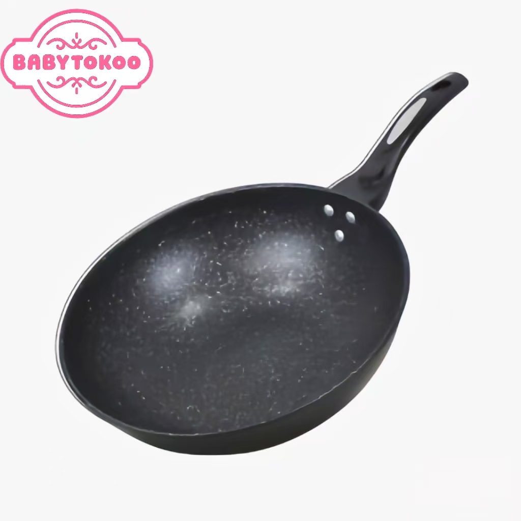 Wajan Anti Lengket Diameter 32cm Wok Pan Bahan Tebel Bisa Untuk Kompor Gas Dan Kompor Listrik