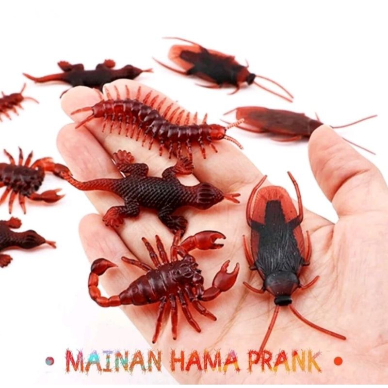 Mainan anak prank binatang hama kecoa kecoak kalajengking cicak kelabang murah isi 4pcs hewan karet