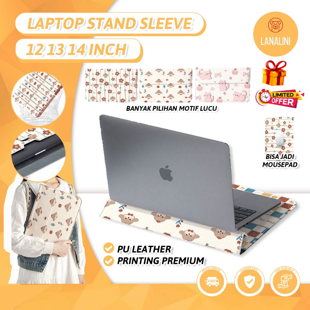 Sleeve Stand Laptop Magnetic Pouch Sarung Tas Bag Case Ipad Tab Tablet Macbook Air Pro Leptop Asus A
