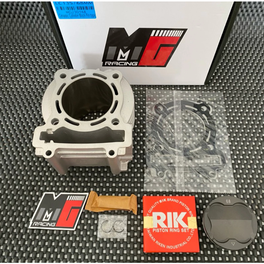 Blok Bore Up Mx Vixion 68 Ceramic type FIN Sirip Piston FJN Forged Anodize ring RIK MG Racing Origin