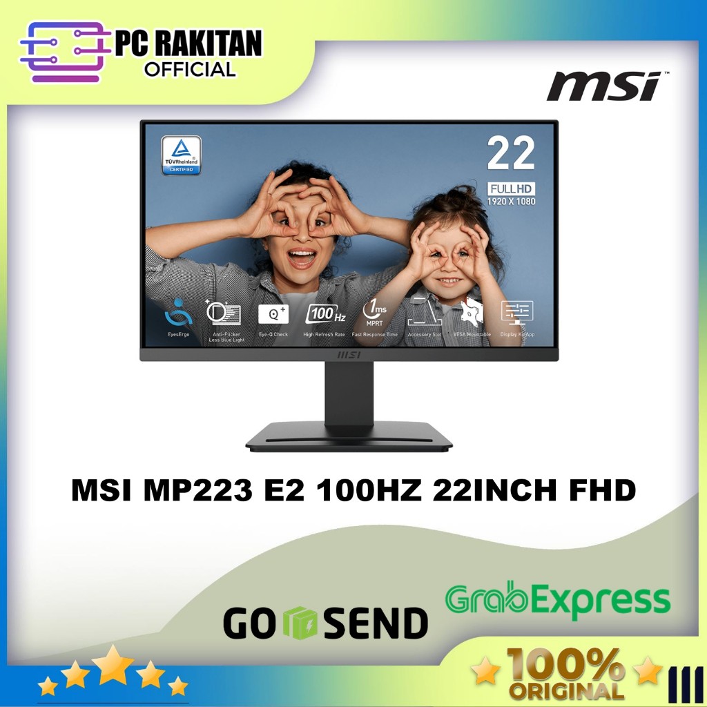 MSI MONITOR 22 INCH OFFICE PRO MP223 E2 VA FHD 1080P 1MS 100HZ 3Y