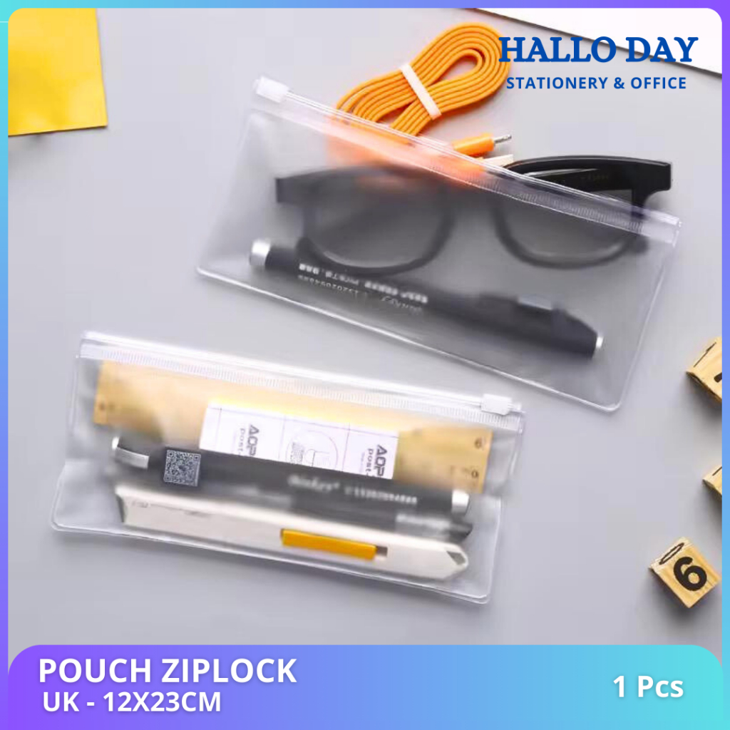 HD Pouch Ziplock / Tempat Pensil Ziplock / Ziplock Pouch Make Up / Pouch Bening Transparan
