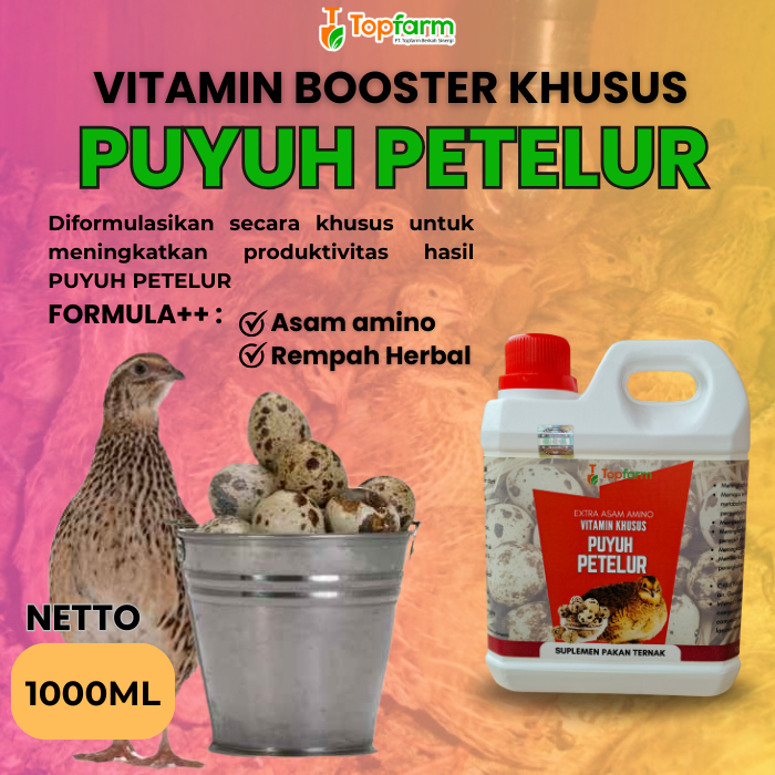 Vitamin Booster Ternak Puyuh Petelur 1LITER/Vitamin Booster Untuk Puyuh Petelur/ Vitamin Burung Puyu