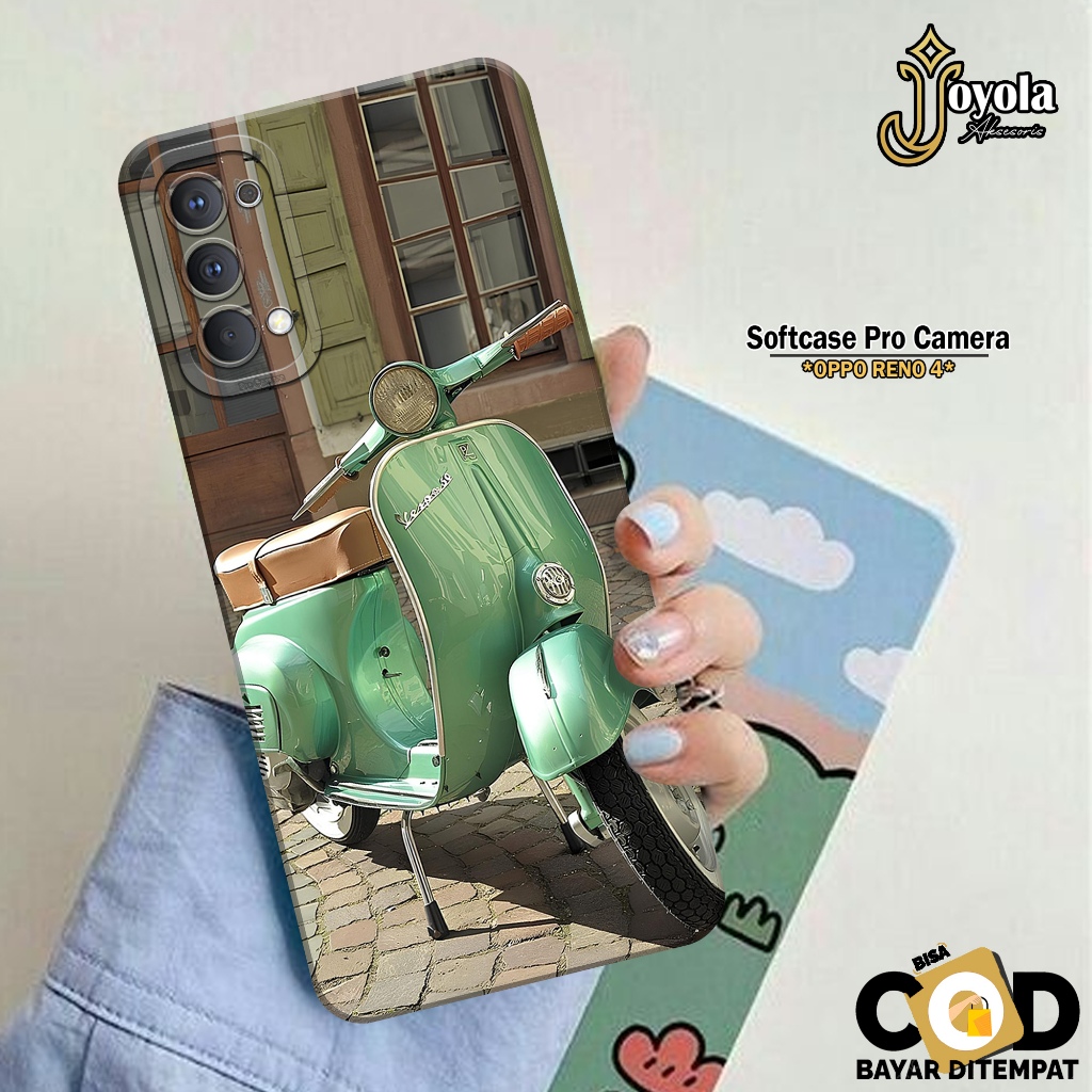 JOYOLA Case OPPO RENO 4 - Fashion Case Vespa - Softcase OPPO RENO 4 - Pro Camera - Casing OPPO RENO 