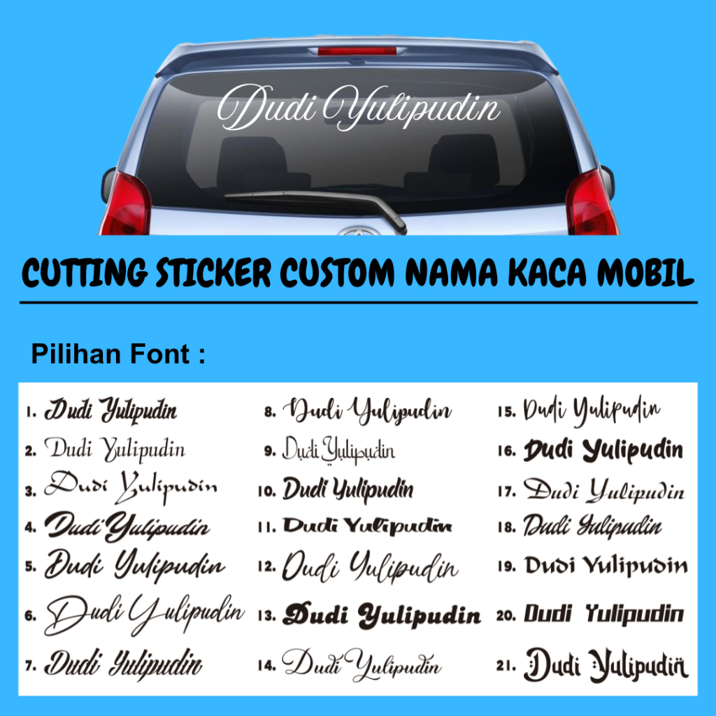 

Stiker Custom Cutting Sticker Custom Nama Kaca Mobil