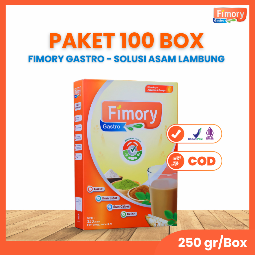 

Fimory Gastro - Minuman Nutrasetikal Umbi Garut Membantu Atasi Asam Lambung, Maag & GERD - 100 Box