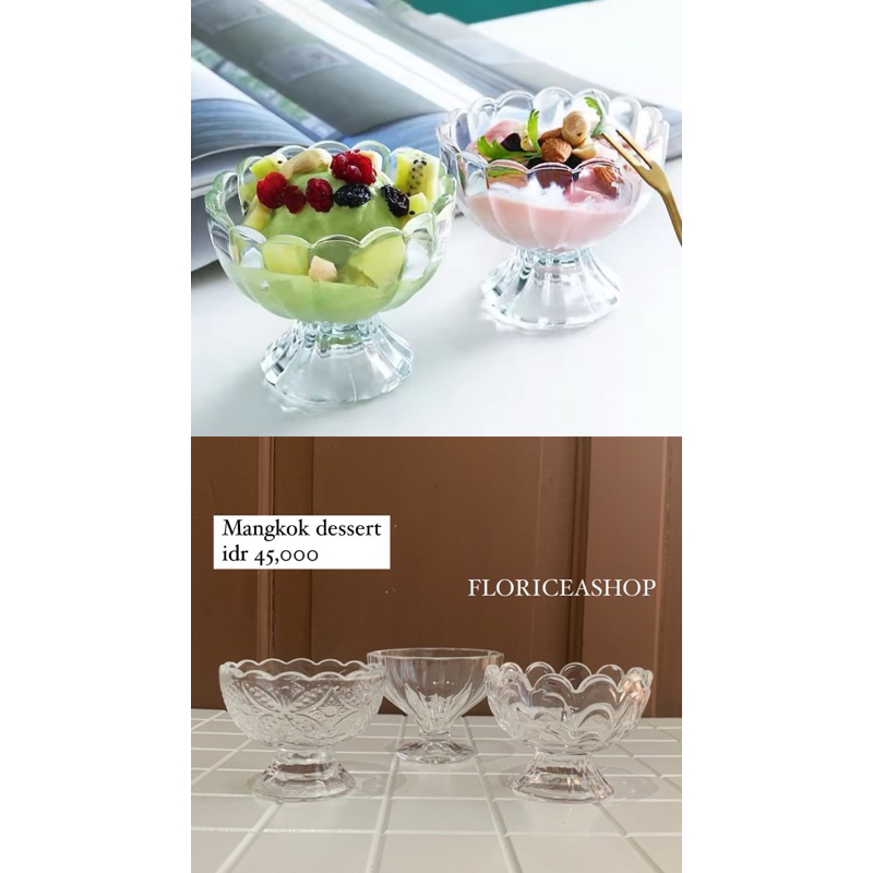 Dessert Bowl Mangkok Kaki kaca gelas puding
