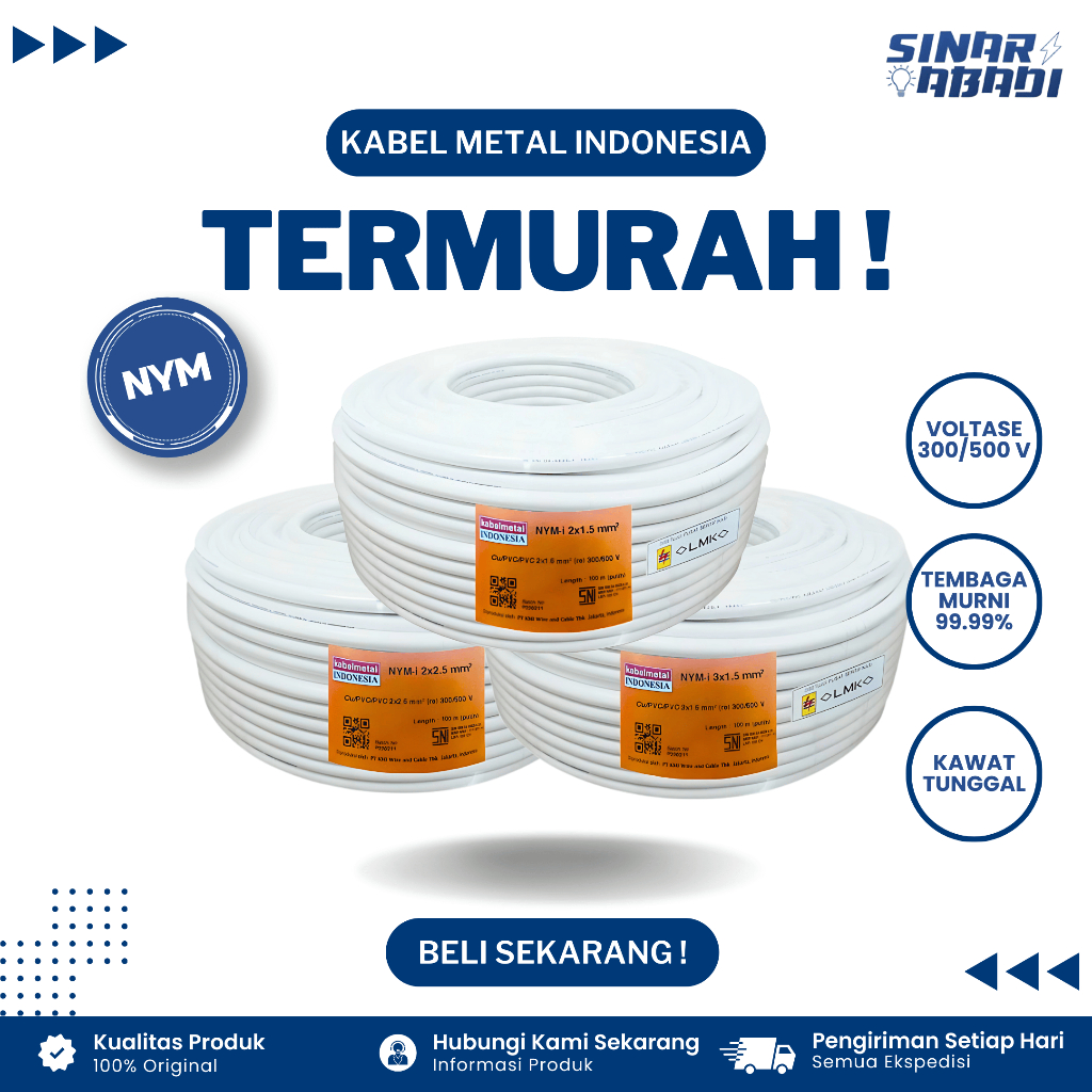 Kabel Metal NYM Putih Meteran