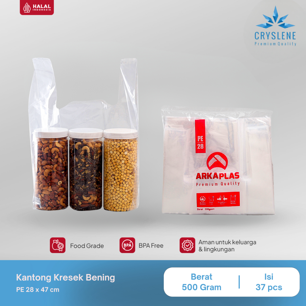 CRYSLENE Plastik Kantong kresek PE bening 28x47 500gr