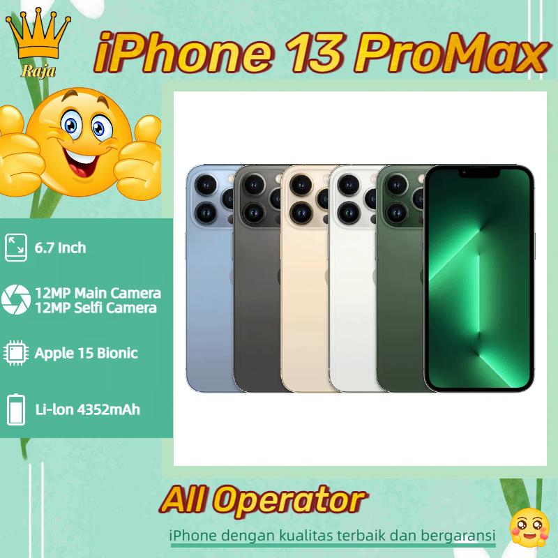 iPhone 13 Pro Max Second 128G 256G 6.7" Unlocked Fullset Mulus Sinyal All operater 3U green apple13