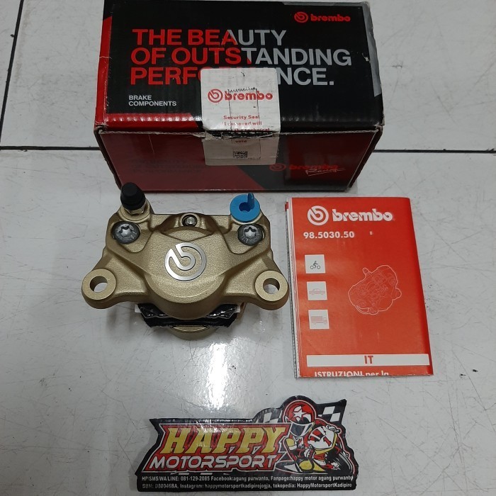 Kaliper Brembo 2P 1Pin Gold Logo Silver 2 Piston 1 Piston Original