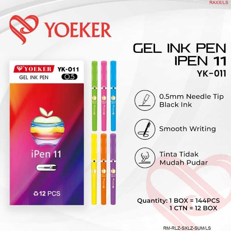 

Yoeker Gel Ink Ipen Yk-011/Pen Cair Hitam/Per Pcs
