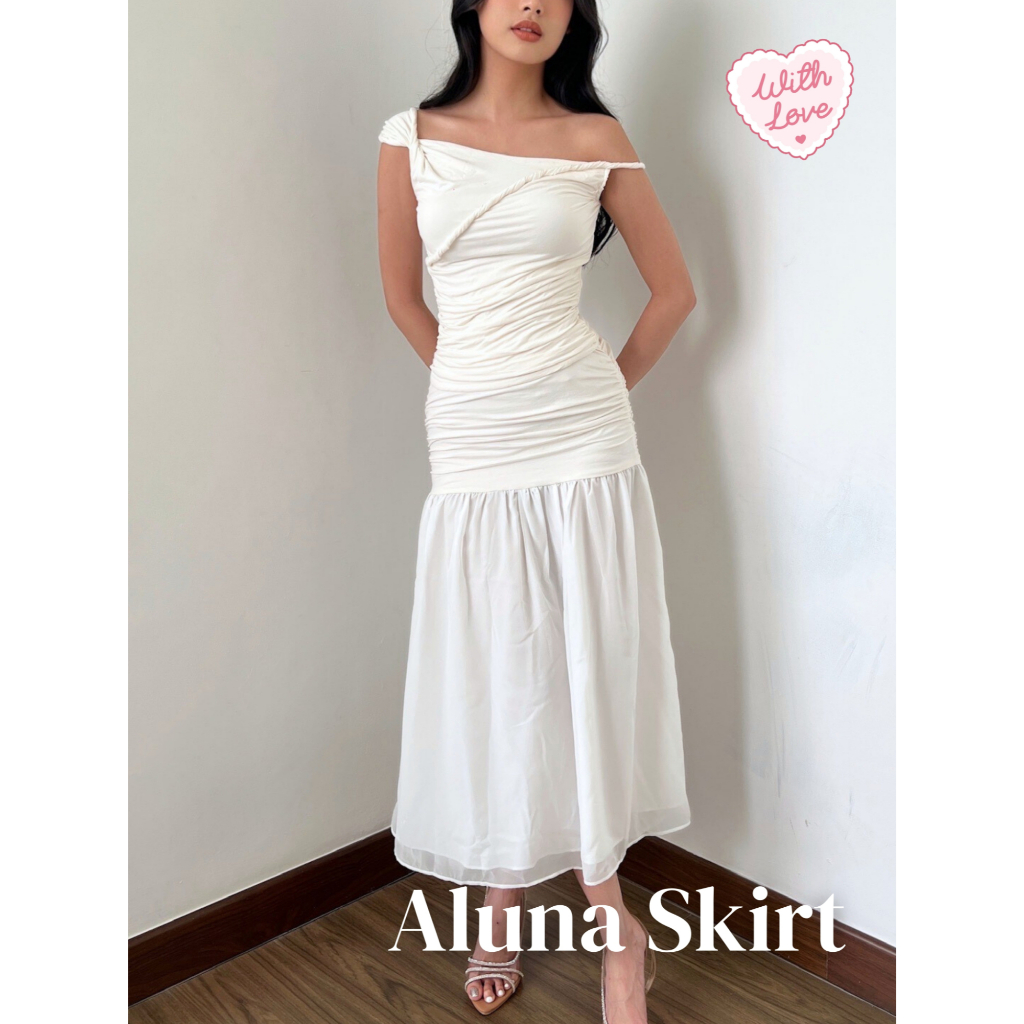 With Love The Brand | ALUNA SKIRT | Atasan Wanita Elegan | Atasan One Shoulder | Blouse Wanita Kekin