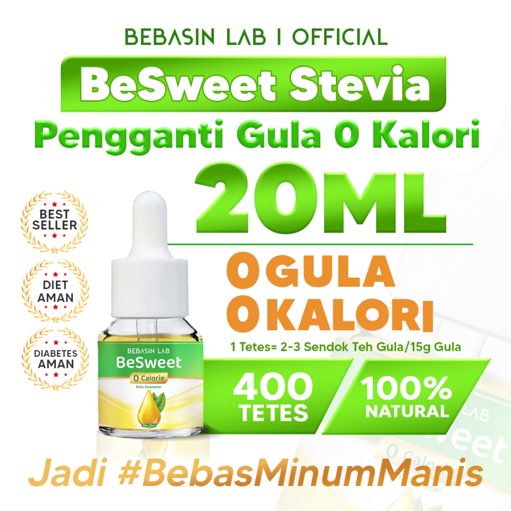 

BebasinLab - "BeSweet Stevia 20ml". 0 Kalori, Pemanis Alami, Pengganti Gula, Bebas Kalori, Aman untuk Diabetasi. #BebasMinumEnak