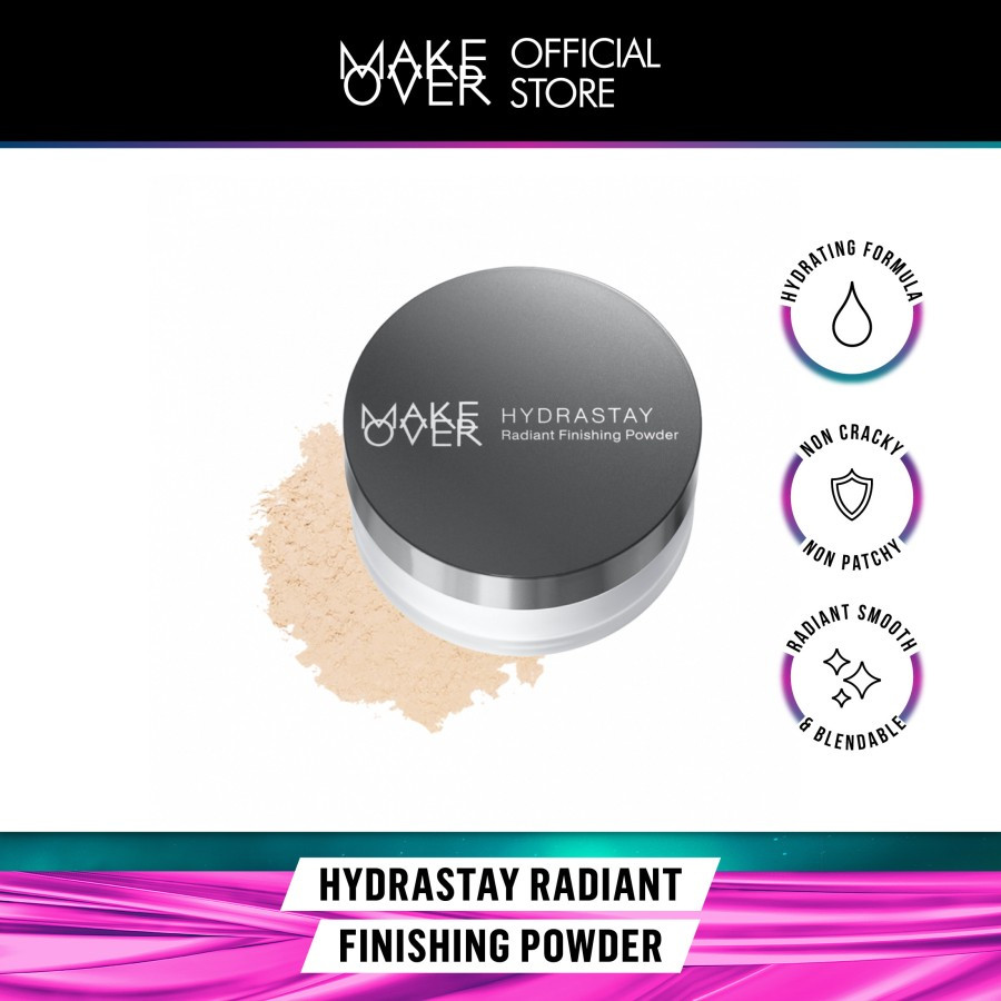 MAKE OVER Hydrastay Radiant Finishing Powder 8 g - Bedak Tabur - Bedak tabur lembut ringan make up t
