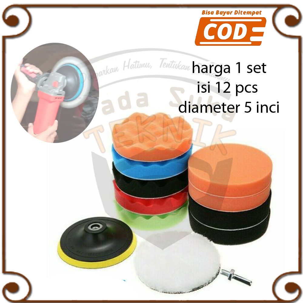 Mata Gerinda Foam Busa Pemoles Pengkilap Gosok Body Motor/Mobil Poles 12 Pcs