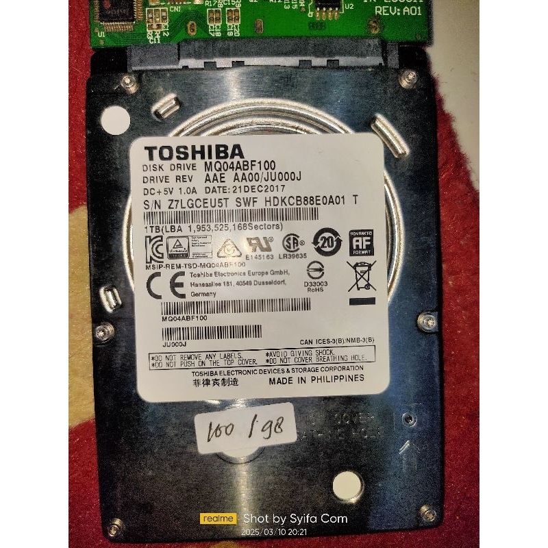 HARDISK HDD TOSHIBA 1 TB SLIM