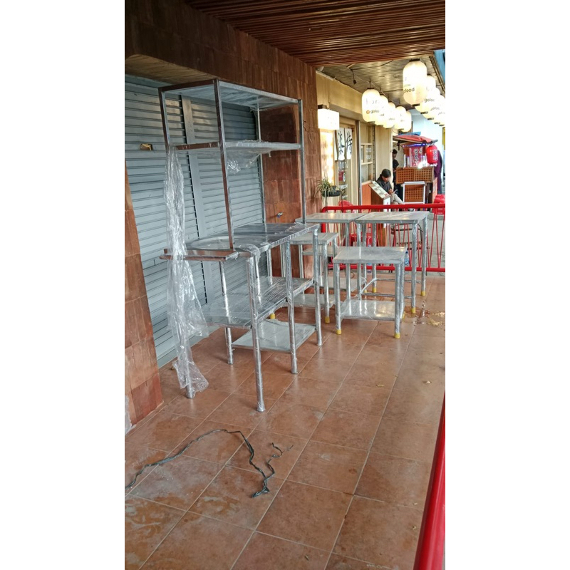 knockdown meja stainless