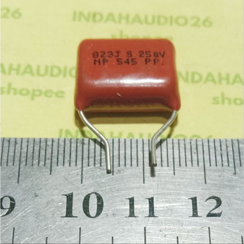 823J s 250v NP 15mm 823 250v 82nf 82n KAPASITOR MILAR 823j mylar merah 82 n nf