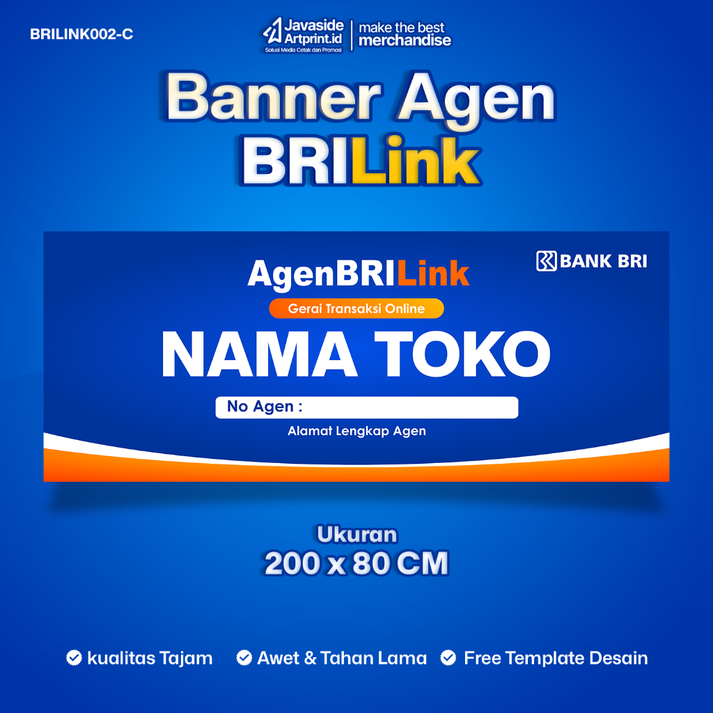 SPANDUK BANNER AGEN BRILink FLEXI 280 GSM - BRILINK002-C UKURAN 200 X 80 CM