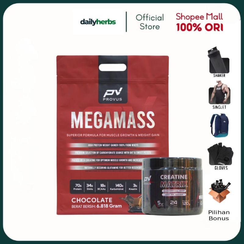 Provus Mega Mass 15 lbs Susu Gainer Mass Protein Penambah Berat Badan