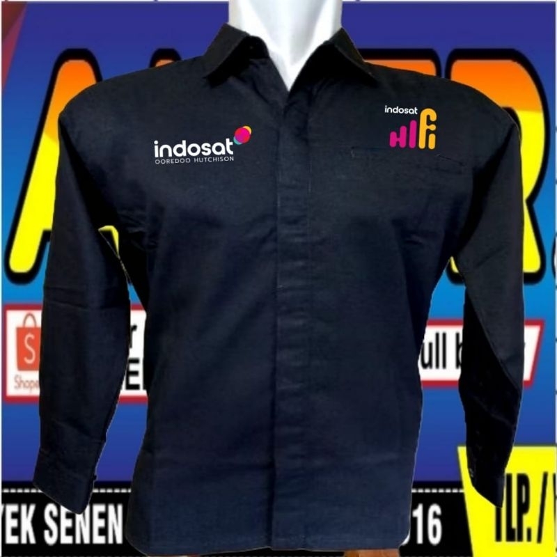 kantong 1 kemeja hifi baju hifi kemeja Indosat baju Indosat seragam Indosat kemeja kerja Indosat baj