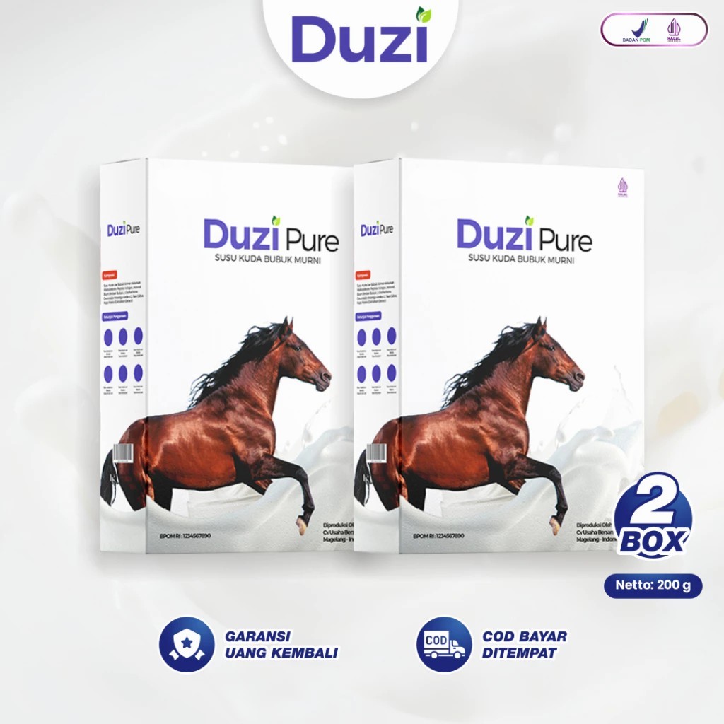 

Duzi Pure 2BOX - Susu Healty Kuda Bubuk Murni 200g/BOX