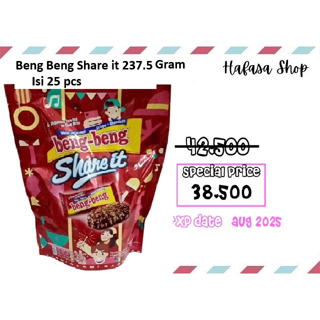 

Beng beng share it 237.5 gram isi 25 pcs