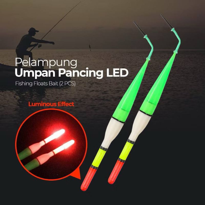 2 Pcs Pelampung Pancing Nyala Kambangan LED Bercahaya Dalam Gelap