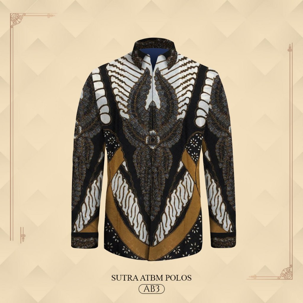 Kemeja pria lengan panjang pola batik tulis bahan atbm sutera premium baju batik tulis pria exclusiv