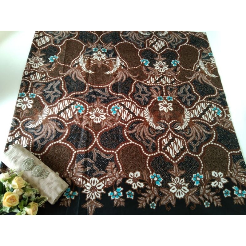 Kain Batik Jarik Kebaya Kode 858 Couple Katun Printing Sogan Lawasan Seragam Bridesmaid Meteran Tj