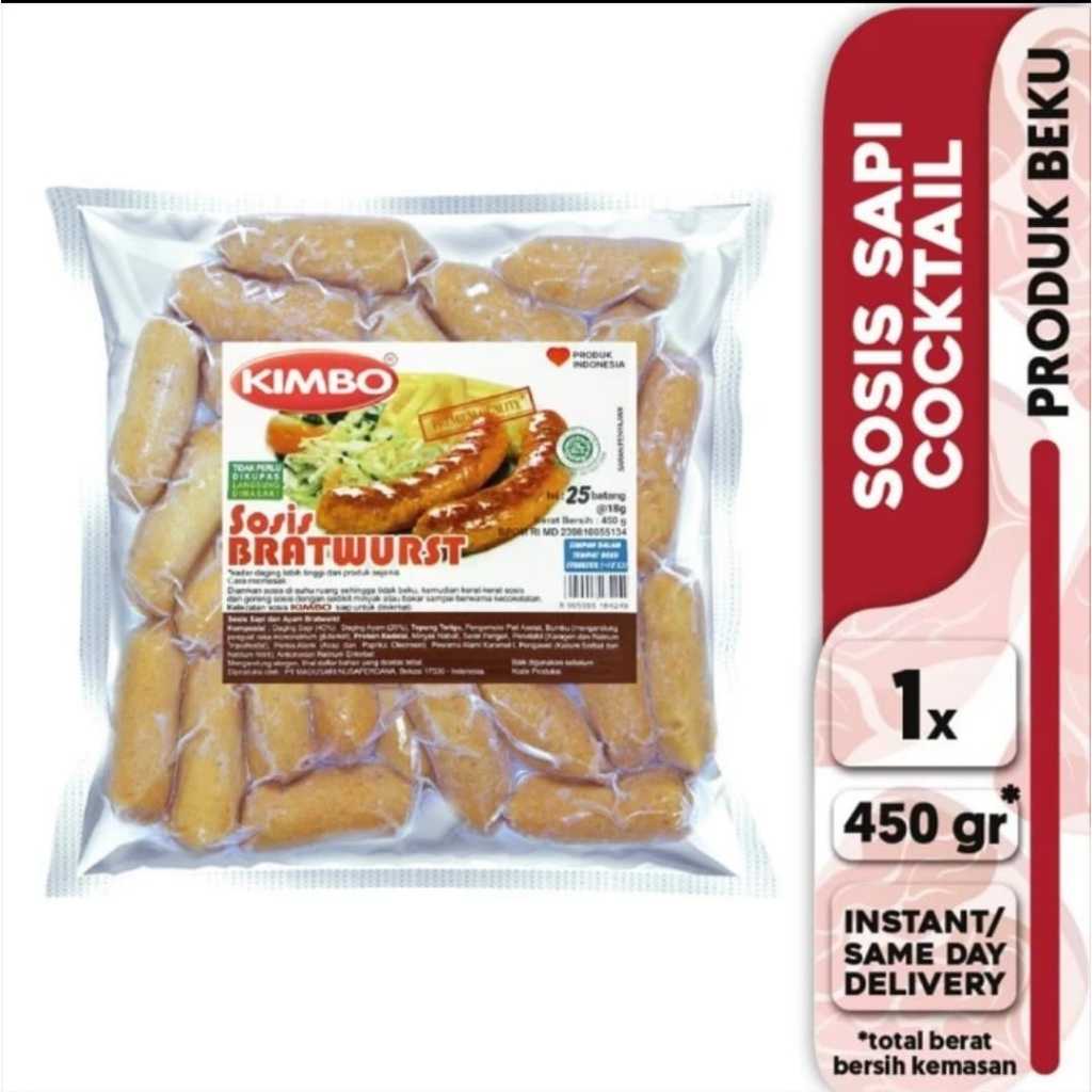 

KIMBO SOSIS SAPI BRATWURST COCKTAIL (ISI 25) 450 GR