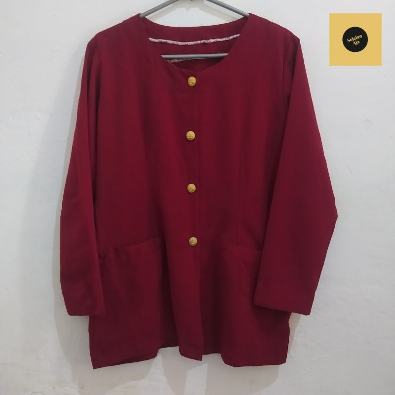 KEMEJA LENGAN PANJANG MERAH MAROON WANITA