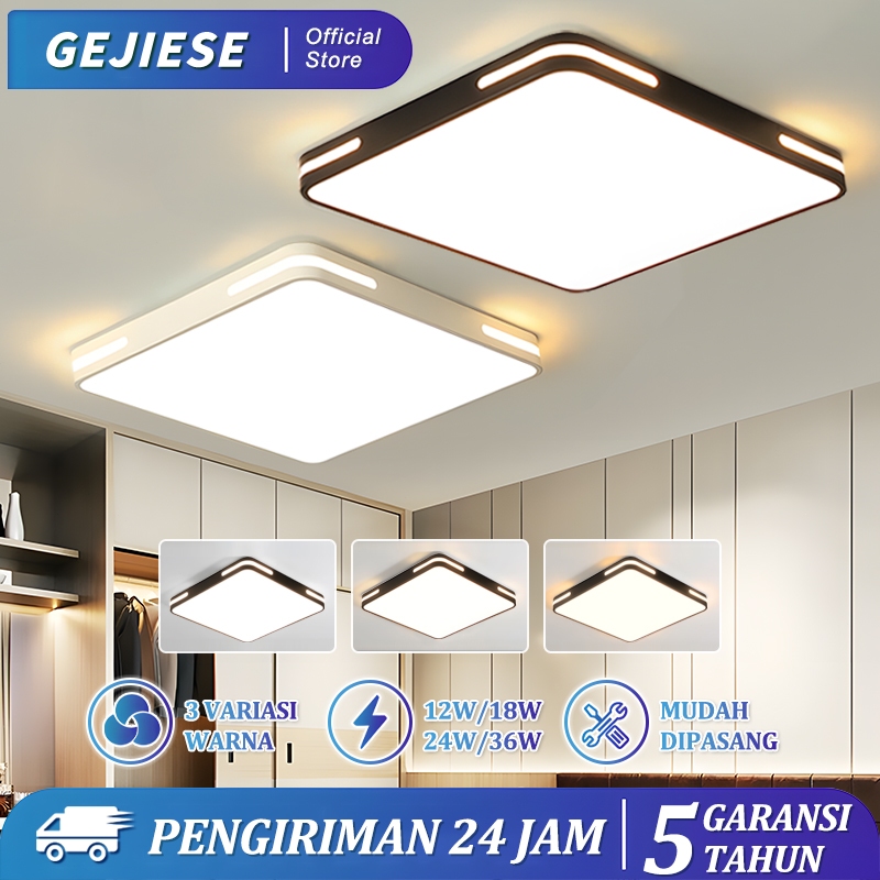 (COD) Lampu Plafon Gantung Minimalis Modern Ruang Tamu Kamar Tidur Lampu Plafon PVC LED 3 Warna Deko