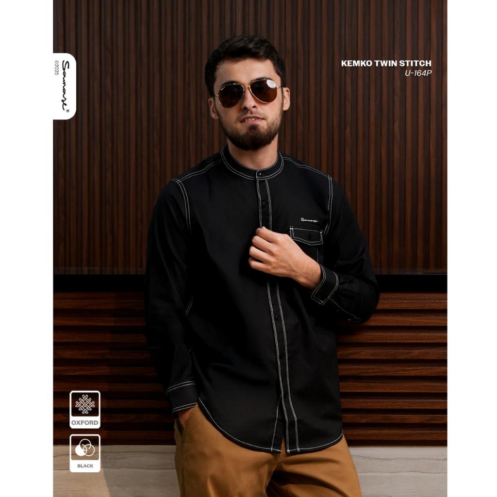 SAMASE Kemko Kemeja Koko Twin Stitch Lengan Panjang U164P Cotton Oxford