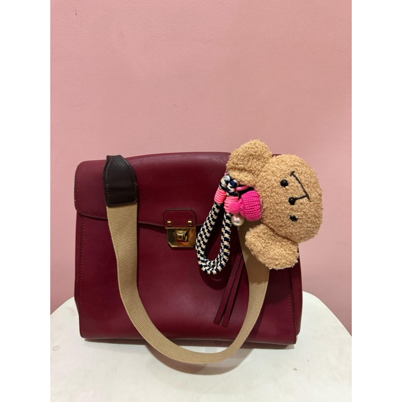 (SOLD)) PRELOVED TAS MCM SHOULDER BAG AUTH BAHAN LEATHER