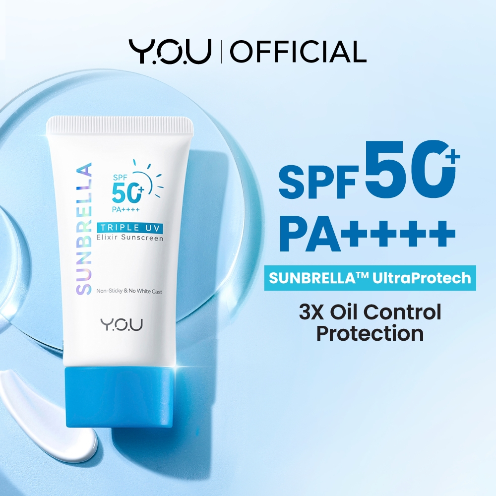 [RESTOCK] YOU Sunbrella Triple UV Elixir Sunscreen SPF50+ PA++++ Tabir Surya Oil Control untuk Kulit