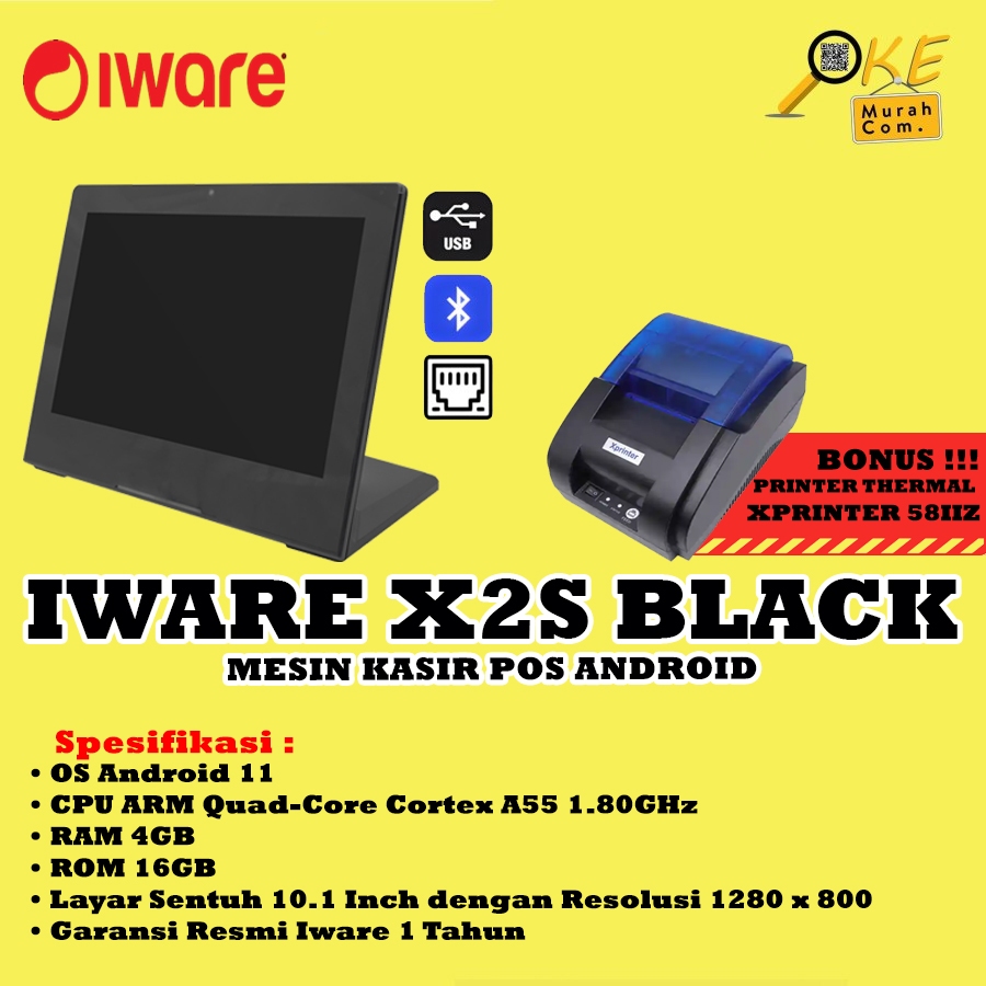 Tablet POS Mesin Kasir Android Iware X2S 10" 4GB/16GB Bluetooth Wifi