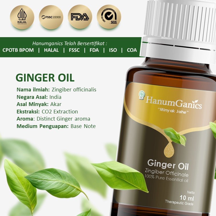 HANUMGANICS HERBAL ESSENTIAL OIL GINGER MINYAK Jahe merah essensial aromaterapi diffuser 100% murni