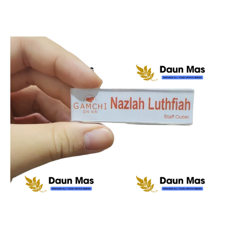 

YEN Name Tag Dada Akrilik 7 x 2 (1 Box isi 30 Pcs)/ Name Tag Peniti/Name Tag Kantor/ Name Tag Staff
