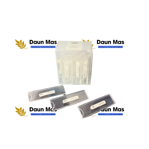 

HJK Name Tag Dada Akrilik 7 x 2 (1 Box isi 30 Pcs)/ Name Tag Peniti/Name Tag Kantor/ Name Tag Staff