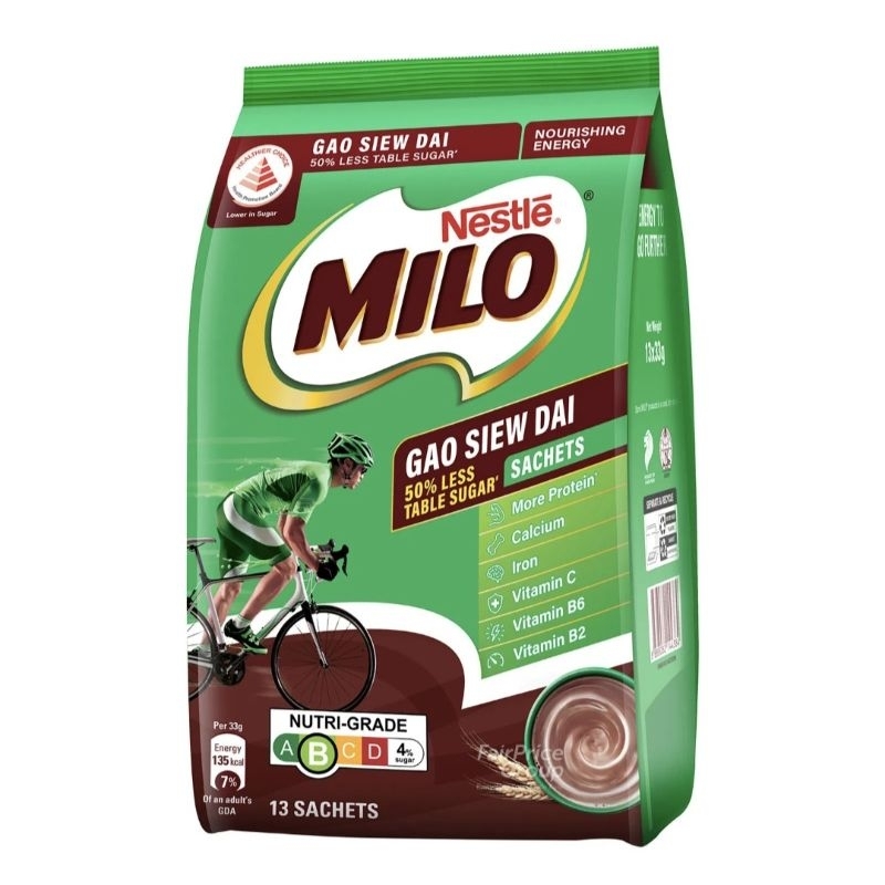 

Milo Gao Siew Dai Singapore Less Sugar Convenience pack 13 packs ( 13 sachets )